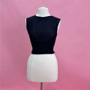 Wild Fable Black Fitted Crop Tank Top